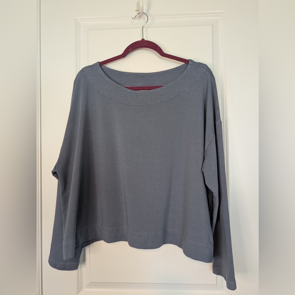 Bryn Walker Women’s Bamboo Cotton Crewneck Sweatshirt Blue Gray Size L